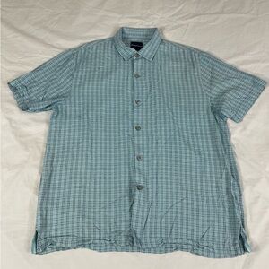 Tommy Bahama Mens Green Plaid Long Sleeve Button Up Silk Shirt Size XL